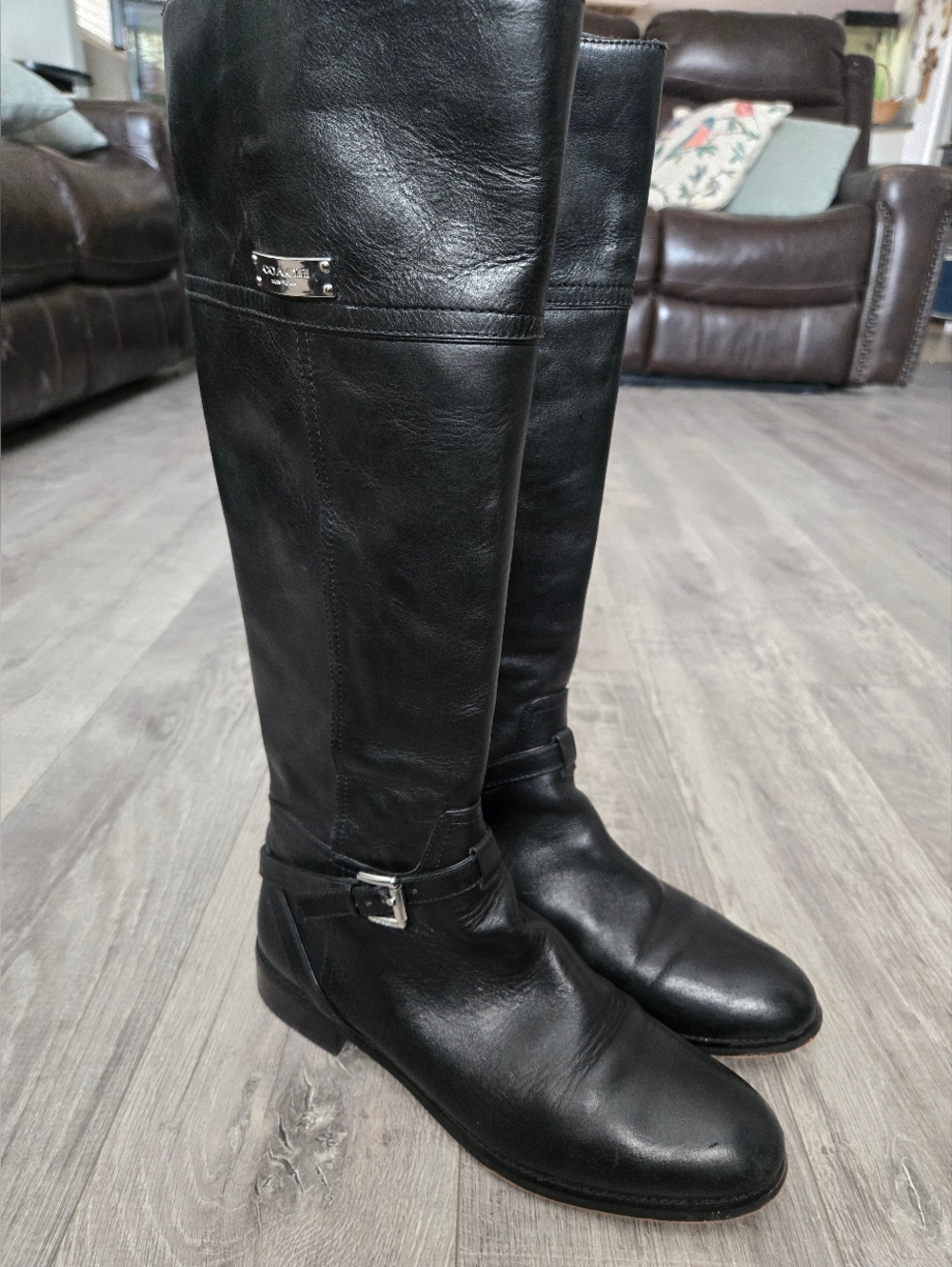 COACH- Gorgeous Micha Black Leather Knee High Riding Boots Size 9 B